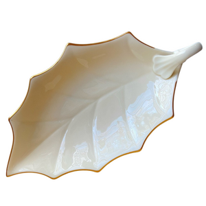 Lenox Special Collection USA leaf shaped dish with handle and gold trim 10 inch